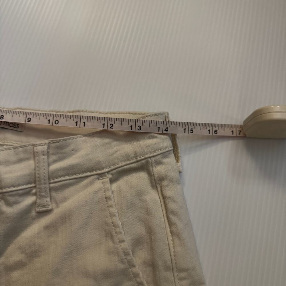 Ella Moss Wide Leg Crop Pants Women's 4 Cream Cotton Culotte Flat Front Chino - Picture 13 of 16